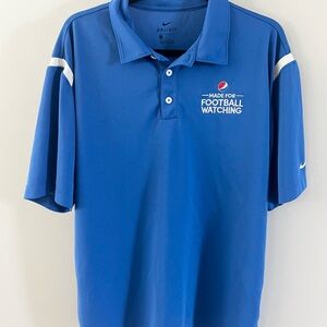 Nike Pepsi Cola Polo Shirt Mens Large Blue Dri-Fit Work Wear Casual Polyester